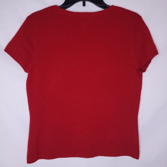 Talbots Sweater Petite Medium Red Merino Wool Cashmere Blend Vintage - Picture 5 of 11